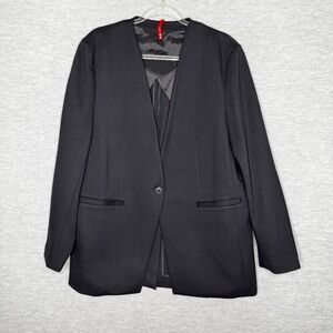 SPANX The Perfect Collarless Blazer Womens Size XL Black Work Office Ponte Knit